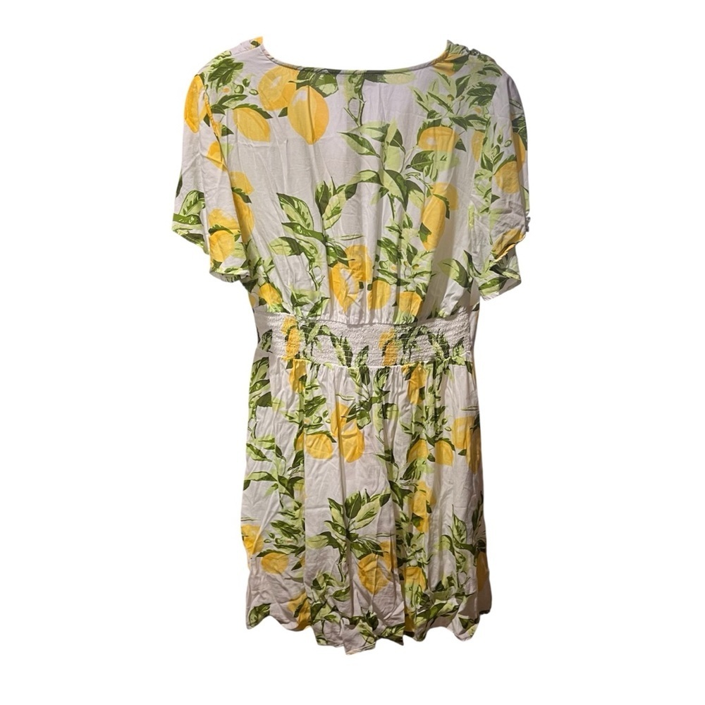 LOFT Lemon Print Mini Dress - Yellow and Green sz 12 - Picture 7 of 14
